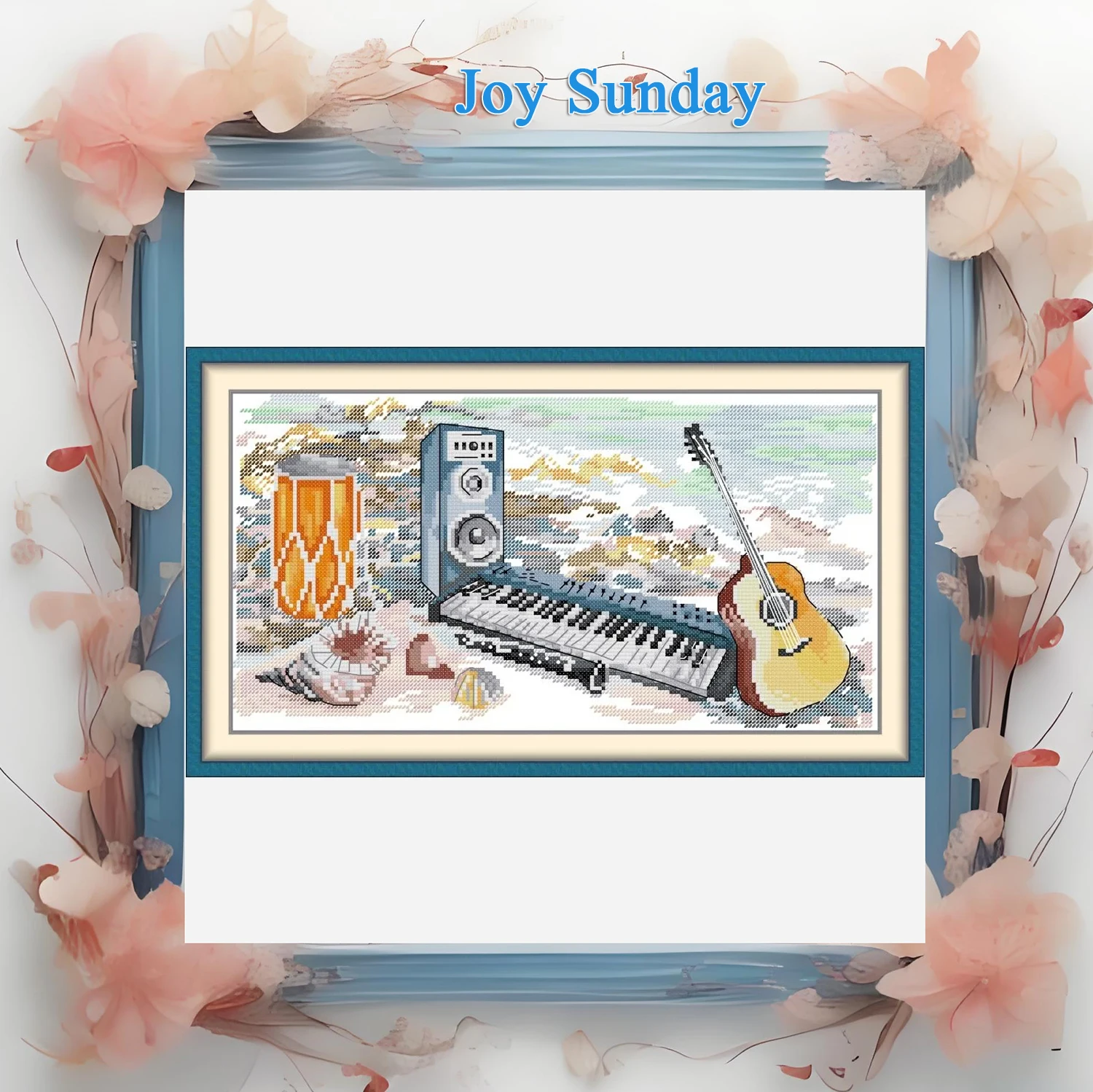 

Joy Sunday Pre-printed Cross Stitch Kit Easy Pattern Aida Stamped Fabric Embroidery Set-The Symphony of The Sea