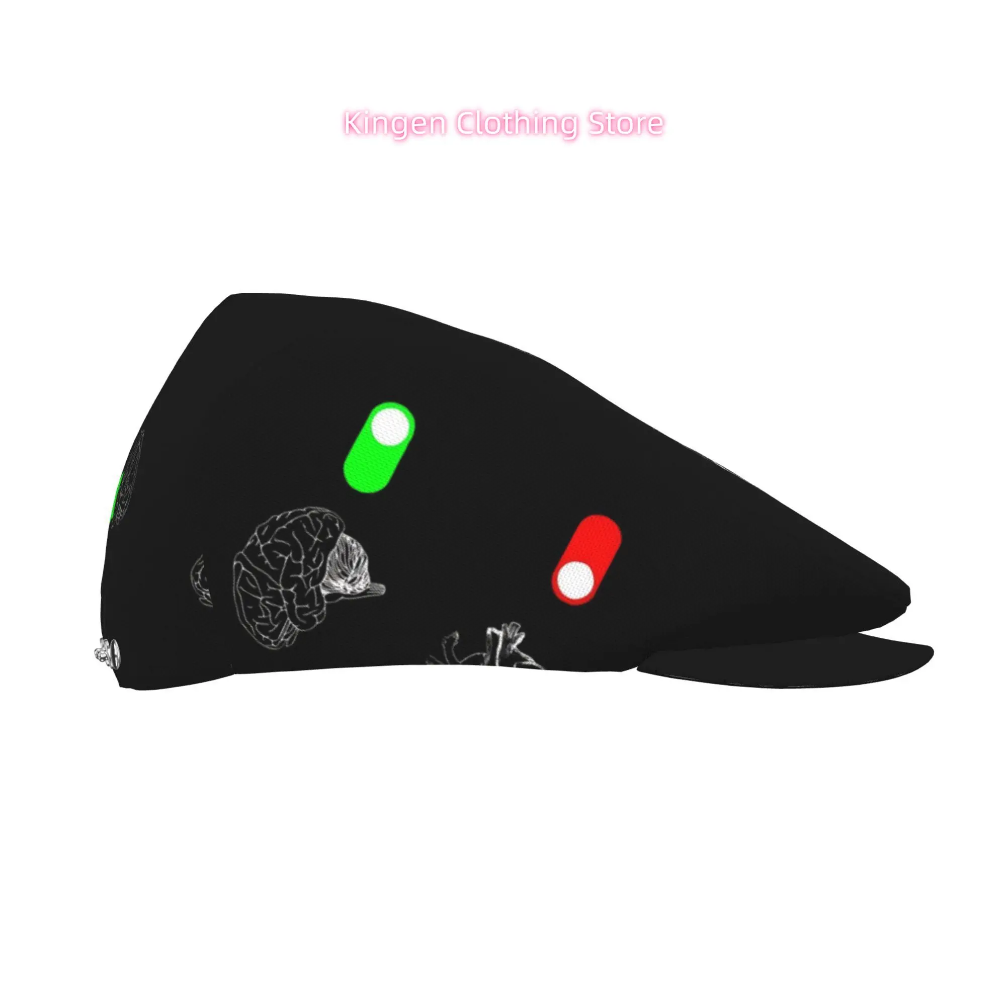 Brain & Heart Switch Design All-over Print Flat-top Hats for Men and Women, Newsboy Caps, Berets, Irish Hats, Driver Caps, Retro