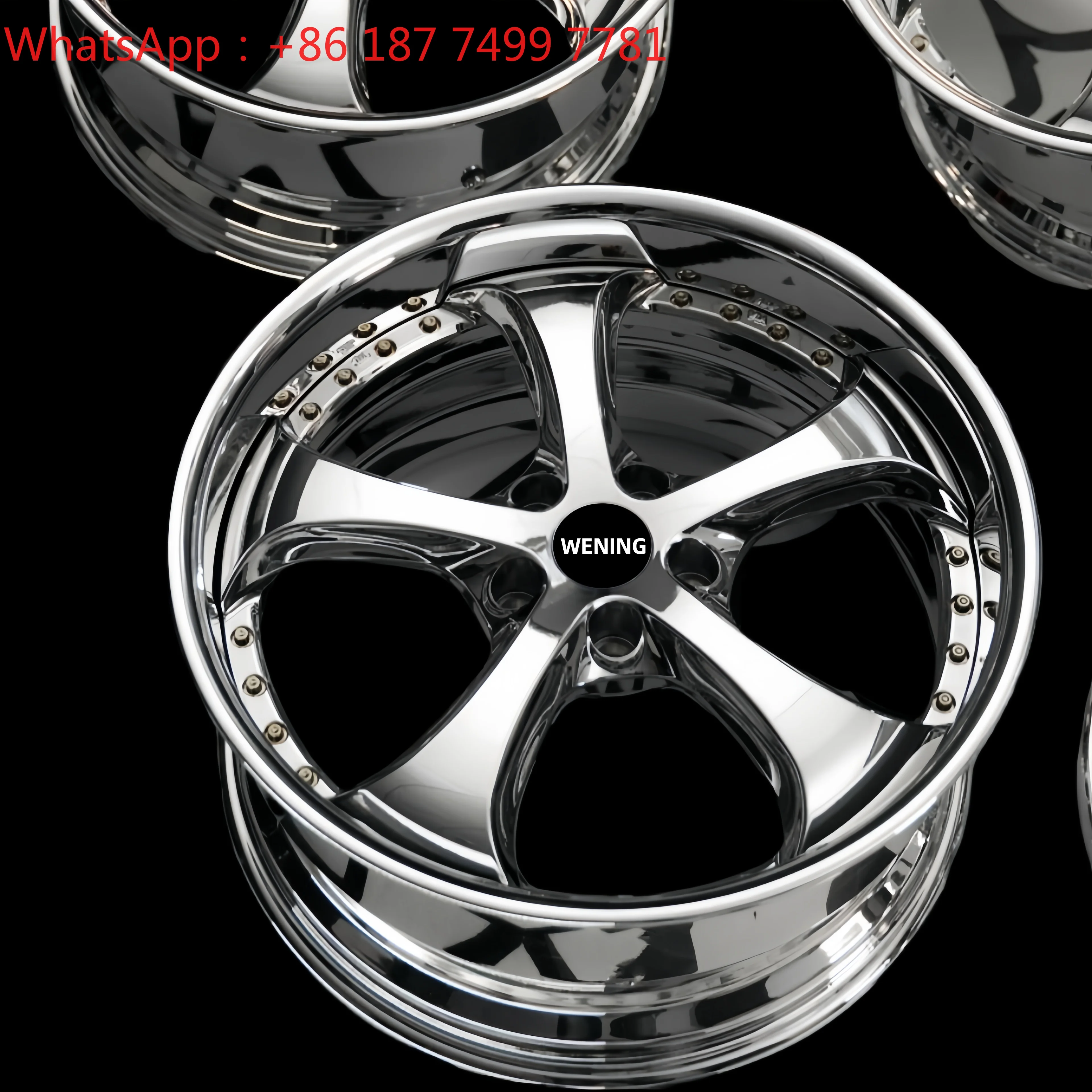 Custom Chrome Look Two-Piece Five Spoke Forged Aluminum Wheels 30mm ET 100mm PCD 17-20 Inch Premium Passenger Car Rims