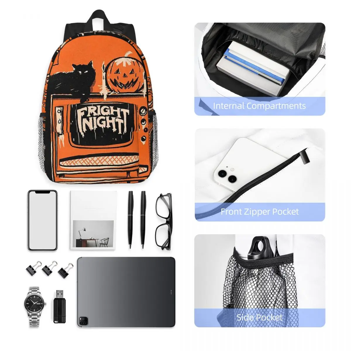 Mochila de dibujos animados de Halloween para el Día de Todos los Santos, mochila para estudiantes, niños y niñas, bolso escolar para niños, bolsos de hombro para ordenador portátil para hombres y mujeres