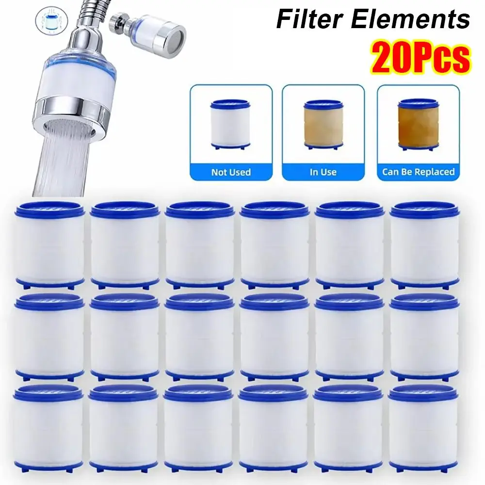 20Pcs Bubbler Filter Element Shower Head Pressurized Faucet Filter Cartridges PP Cotton Tap Filtration Purifier for Kitchen