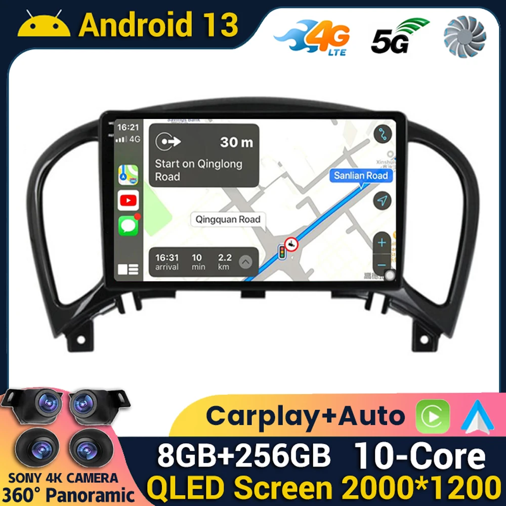 

Android 13 WIFI+4G Carplay For Nissan Juke YF15 2010 2011 2012 2013 2014 Car Radio Multimedia Player GPS Navigation Head Unit BT