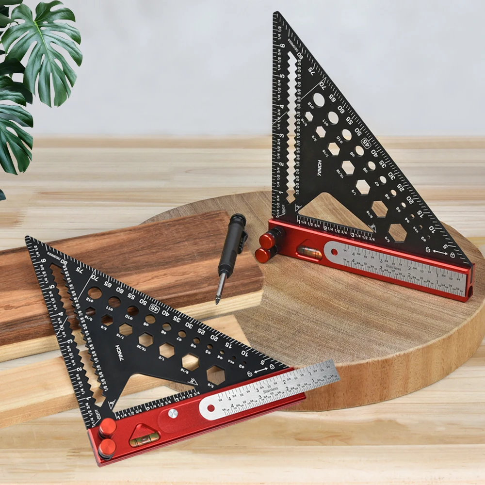 ไม้บรรทัดสามเหลี่ยมพร้อมคลิปเสริมและฐานที่ถอดออกได้