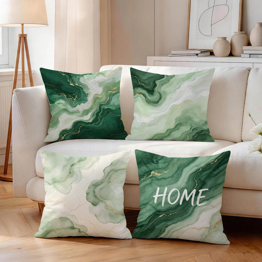 Green Marble Fluid Pillowcase Printed Polyester 40/45/50cm Throw Pillowcover Decorative Sofa Cushion Pillowslip Home Decor