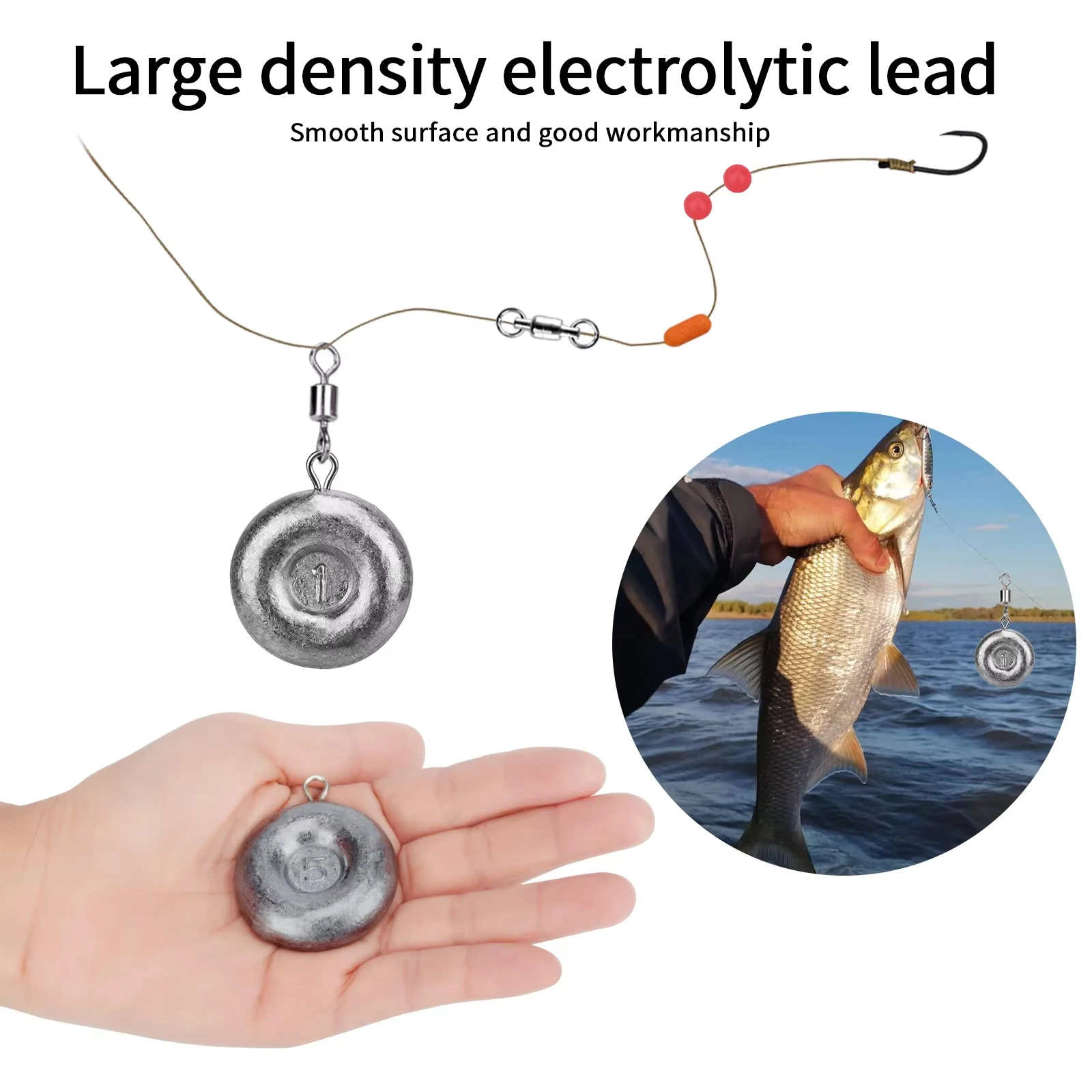 

2pcs 28g 113g 141g Fishing Sinkers Coin Shape Lead Weight Pendant Freshwater Sea Fishing Leads Sinker Fishing Accessories