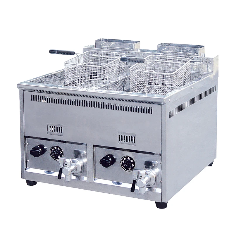 Fryer Natural Gas Liquefied Gas Desktop Double Cylinder Double Sieve Fried Chicken and Chips Pot