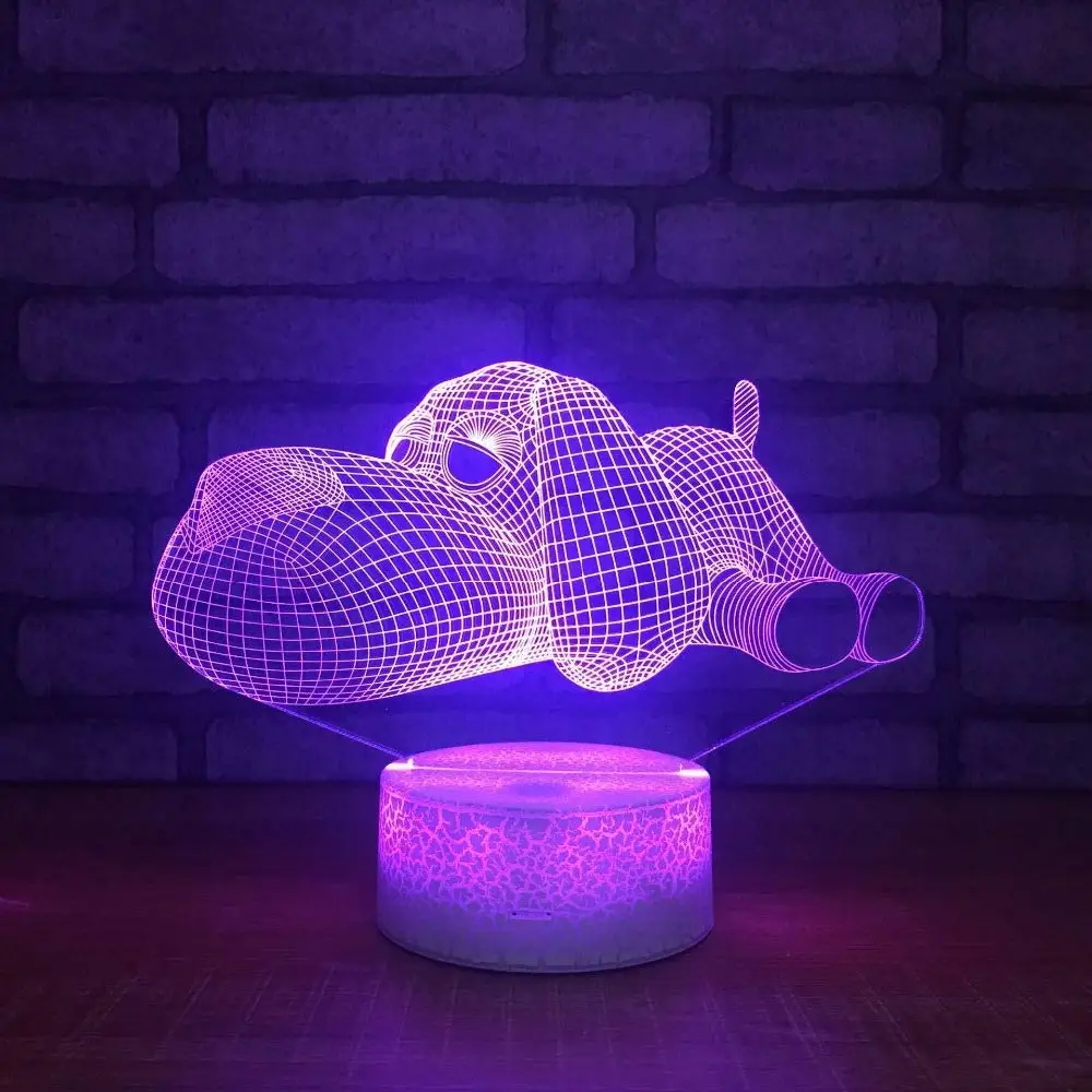 3d cão luz da noite interruptor de toque alimentado por usb led decoração mesa lâmpadas 7 cores mudando luzes natal brithday crianças brinquedo