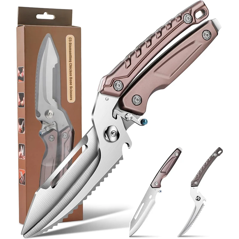 Heavy duty stainless steel kitchen scissors,multifunctional chicken bone scissors,fish duck scissors,professional scissors U9195
