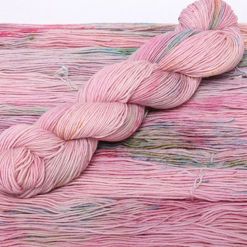 

100% Wool Glitter Hand Dyed Yarn, Handmade DIY Sweater Scarf Shawl Hat Crochet Thread, High-end Knitting Wool Yarn,100g/1pc
