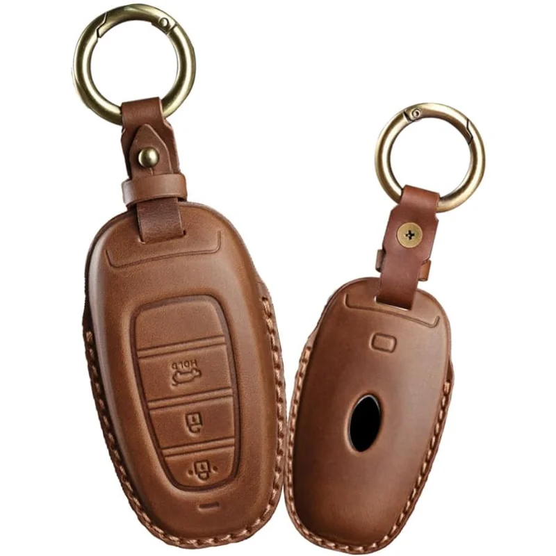 

WH 3-button Key Fob Cover Fit For Hyundai Tucson Sonata Nexo Santa Fe Key Remote Leather Key Holder