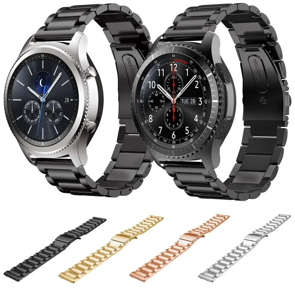 حزام من الفولاذ المقاوم للصدأ لـ Amazfit GTS 3 2/2e/4mini شريط معدني لـ Amazfit Bip 3 3Pro GTR 2 2e سوار GTR 4 3 3Pro 42 مللي متر 47 مللي متر