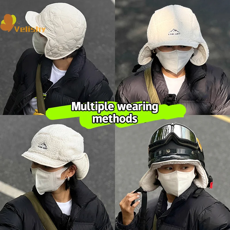 الشتاء الرجال النساء الصياد طيار جندي إيرفلاب دافئ مقاوم للماء تزلج أسفل قبعة منفذها غطاء الأذن حماة القبعات عكسها يمكن ارتداؤها #3