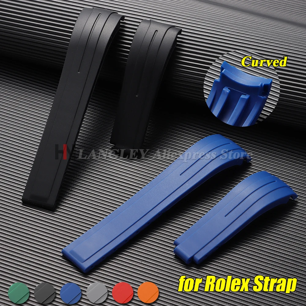 20mm 21mm 22mm Curved End Silicone Strap for Rolex DAYTONA SUBMARINER Yacht-Master GMT Explorer Wrist Band Rubber Sport Bracelet