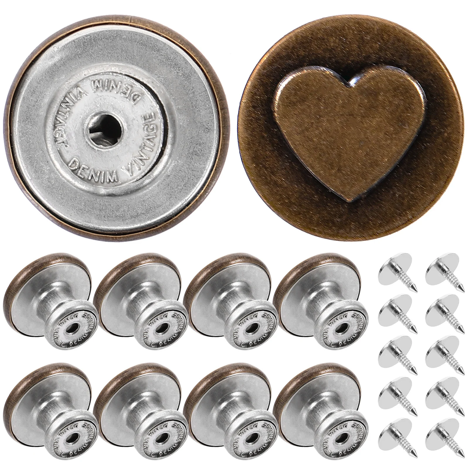 

10Pcs Jeans Button Pins Replacement Metal Accessories for Pants Upgrade and Style Jeans Button Replacement