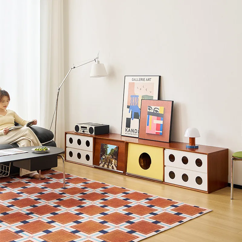 

Medieval solid wood TV cabinet combination living room locker