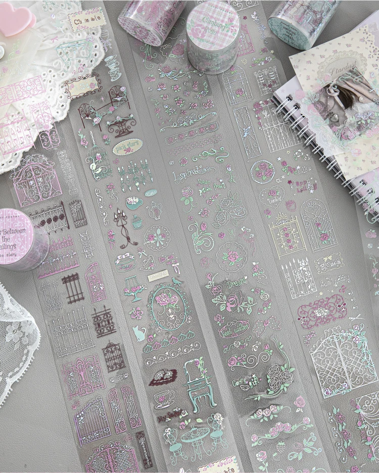 JIANQI Rosengarten Kleine Gegenstände Klebeband Retro Pflanzen Maskierband Washi Tape Scrapbooking Aufkleber Etiketten Schreibwaren – Detail 3