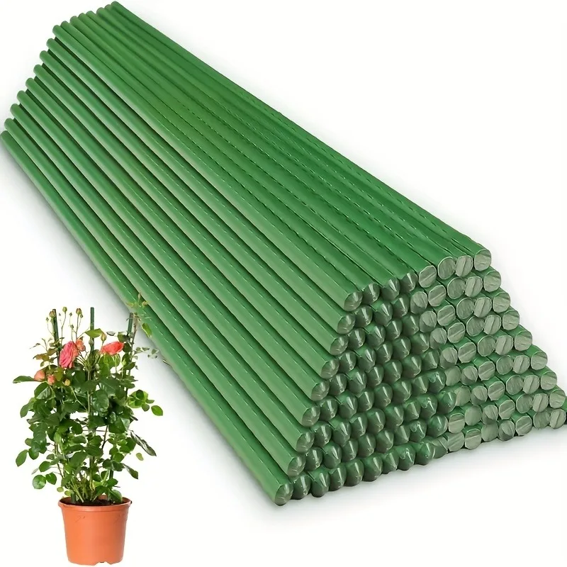 25pcs Heavy-Duty Greenhouse Plant Support Poles with Sturdy Steel Plastic Coating Tomatoes Cucumbers Beans Tree Outdoor Climbing