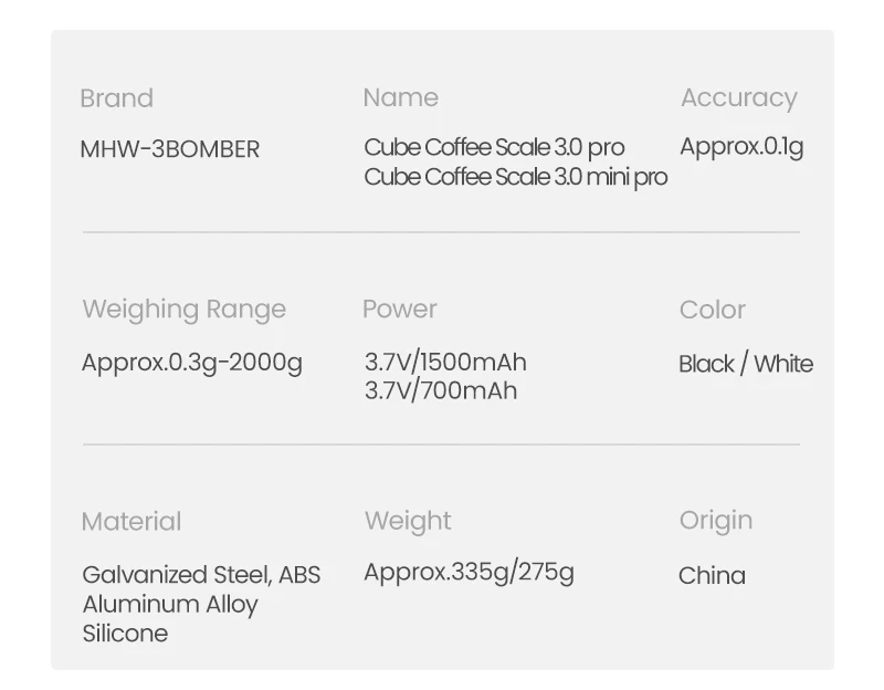 MHW-3BOMBER Cube Kaffeewaage 3.0 Pro Intelligente Kaffeewaage mit Durchflussanzeige Timer Barista Pour-Over-Waage Barista-Werkzeuge – Detail 18