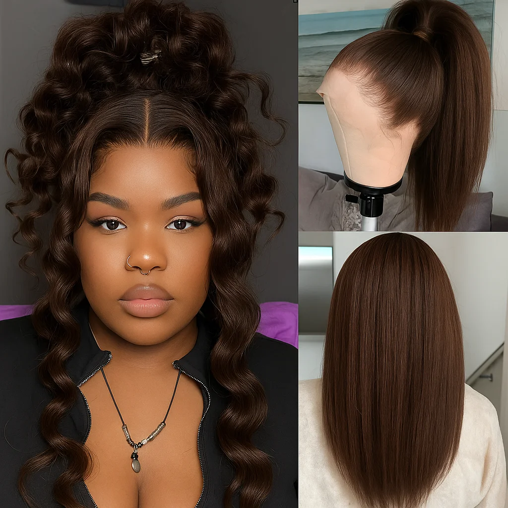 براون غريب مستقيم 13x6 الدانتيل الجبهة باروكة من شعر طبيعي HD قبل قطع شعر مستعار غلويليس للمبتدئين قبل قطعها شعري للنساء السود
