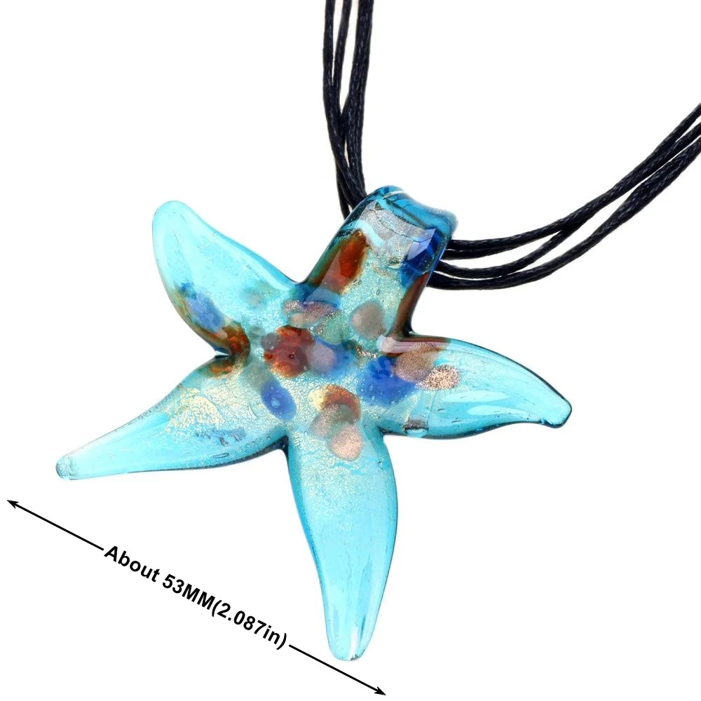 Vintage Handmade Lamp Work Beads 1Set/Lot  53MM Contains Gold Foil Starfish Shape Pendant Necklace DIY Jewelry Making