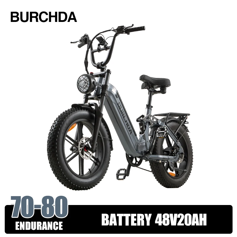 BURCHDA AZ20 City Elektrische Fiets 48V20AH Lithium Batterij Ebike 20 Inch 4.0 Vetband E-Bike Elektrische Mountainbike Motorfiets voor Volwassenen