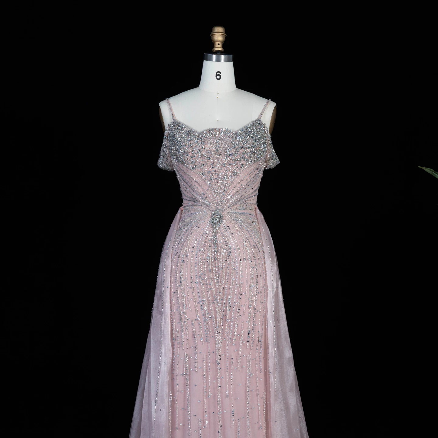 Sharon Said Abendkleid Luxuriöses Meerjungfrauenkleid aus Tüll mit Schulterfreiem Design und Spaghetti-Trägern Dubai Formelles Partykleid mit Überrock SS008 Maßanfertigung – Detail 17