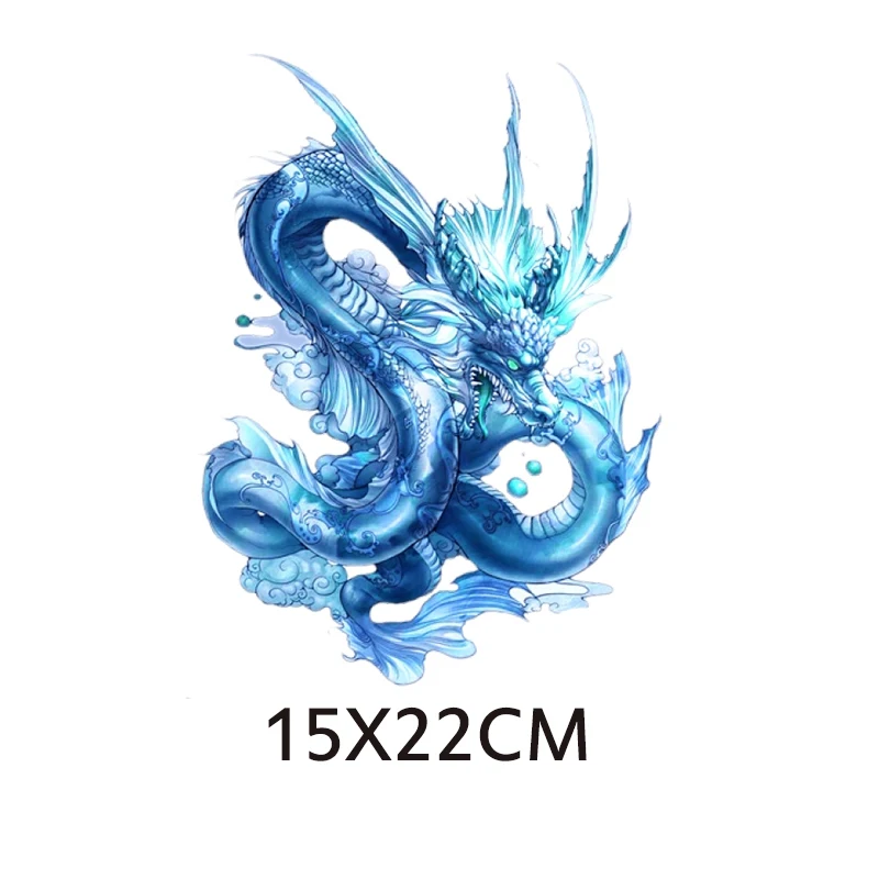 DIY Fashion Heat Transfer Vinyl Sticker Flame Dragon Patches For Clothes Applique Iron On Transfer On T-Shirt Printing