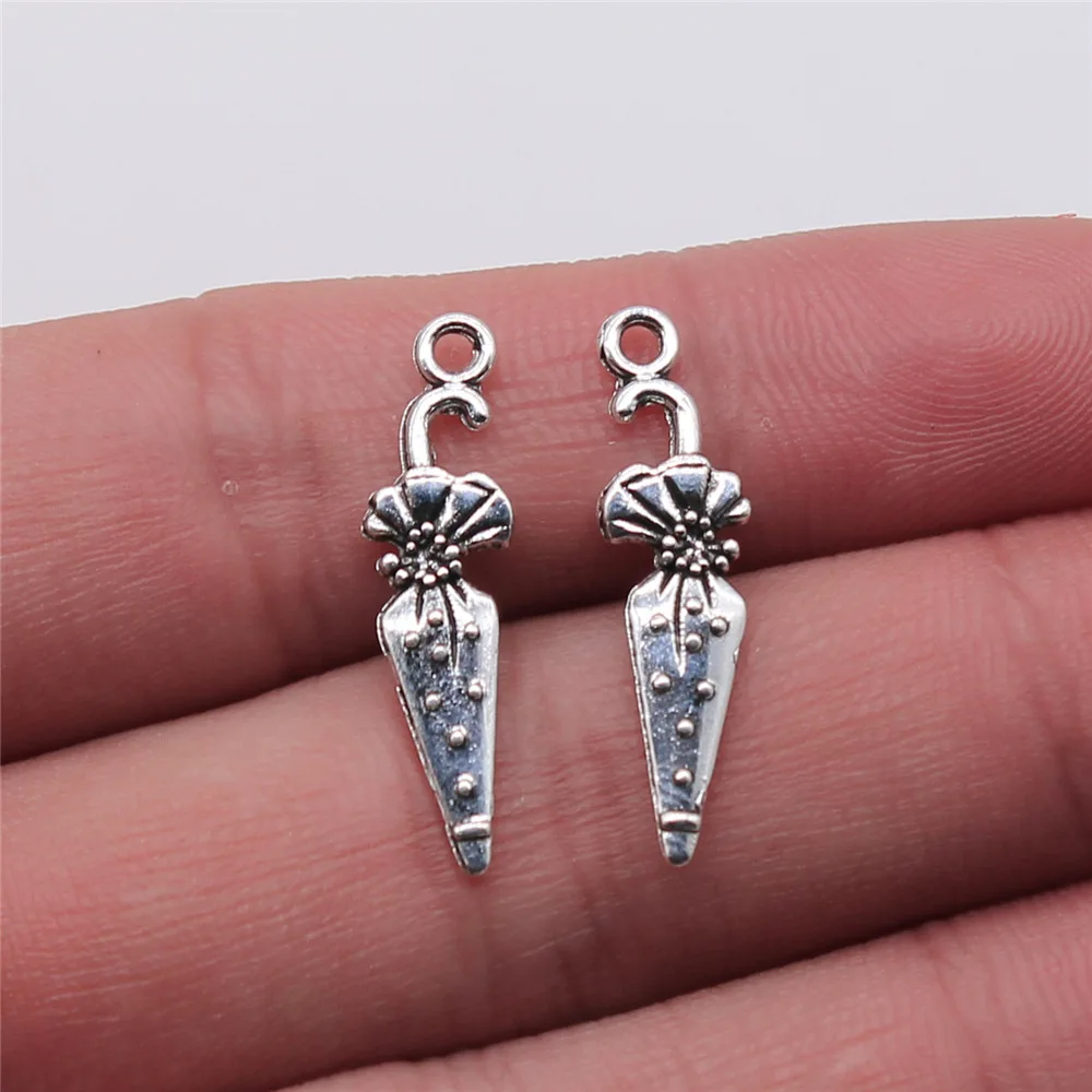 WYSIWYG 20pcs 7x26mm 2 Colors Antique Bronze Color Antique Silver Color Umbrella Charms For DIY Jewelry Making view 4