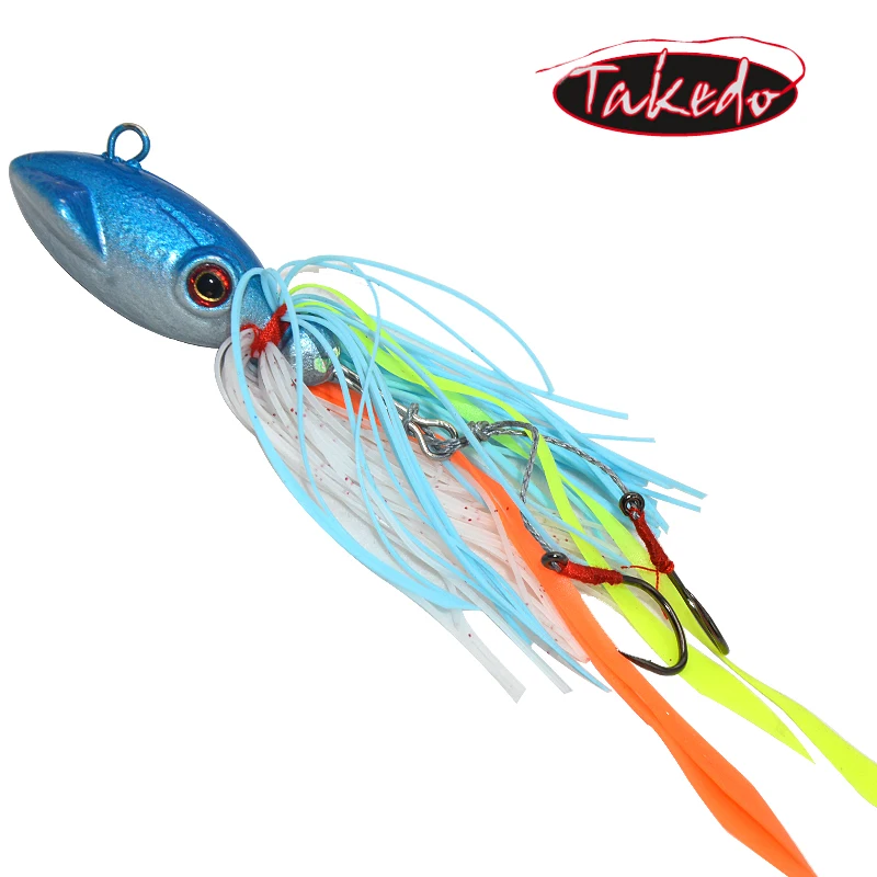 TAKEDO JGL01 Sea Fishing Baits Fishing Jigging Swimbaits Beard Guy Metal Jig Fish Head 70G 80G Rubber Jig