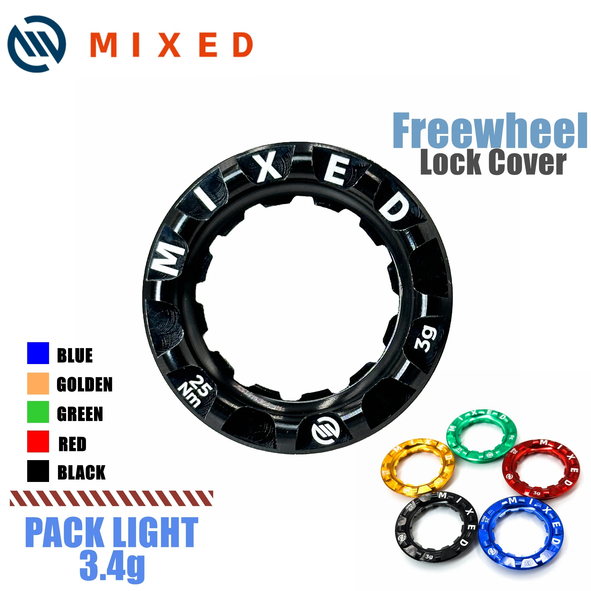 Mountain Road Bike Flywheel Lock Cover, CNC Alumínio Locked Washer, Cassette Lockring, Peças de bicicleta, 3.4g