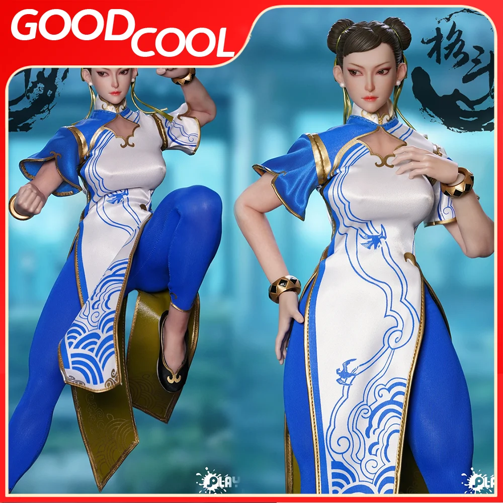 Presale PLAY TOY P026 1/6 Scale Female Soldiers Chunli Blue Cheongsam Full Set Model 12 Inch Action Figure For Fans Collection