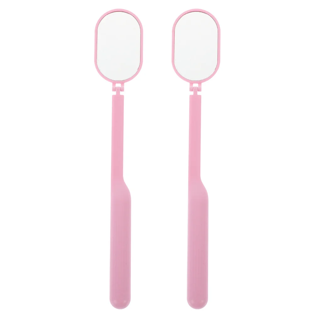 

1Pair Eyelash Extension Mirror Plastic Glass Lash Tech Tool Foldable Handheld Lash Mirror for Inspection and Extension