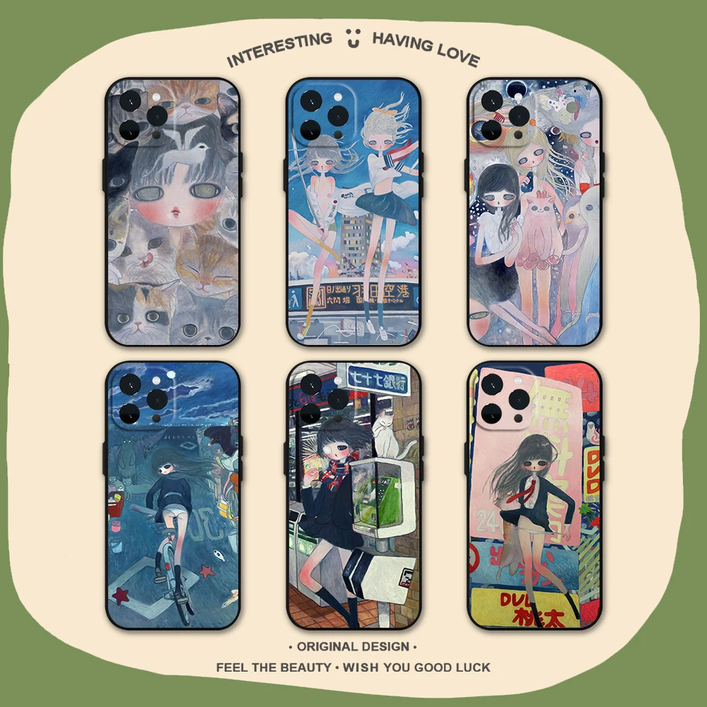 Aya Takano Art Phone Case for iPhone 11 12 13 14 15 16 Max Pro Plus Soft Shell