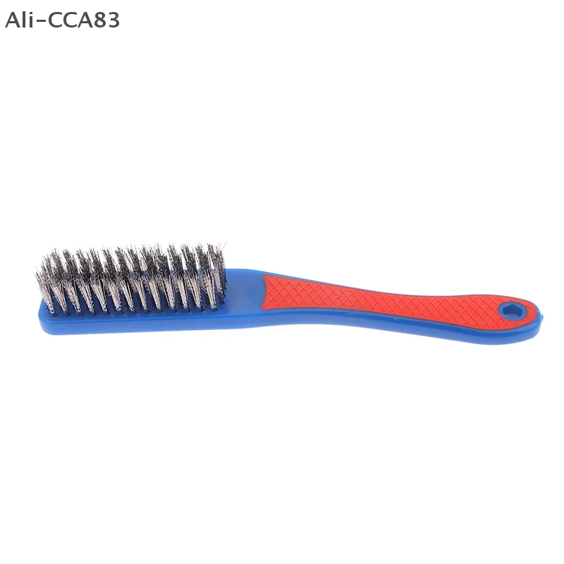 

Durable Stainless Steel Wire Brush Silicone Handle Red And Blue Paint Removal Tool Scratch Brushes Cleaning Metal Rust Brush