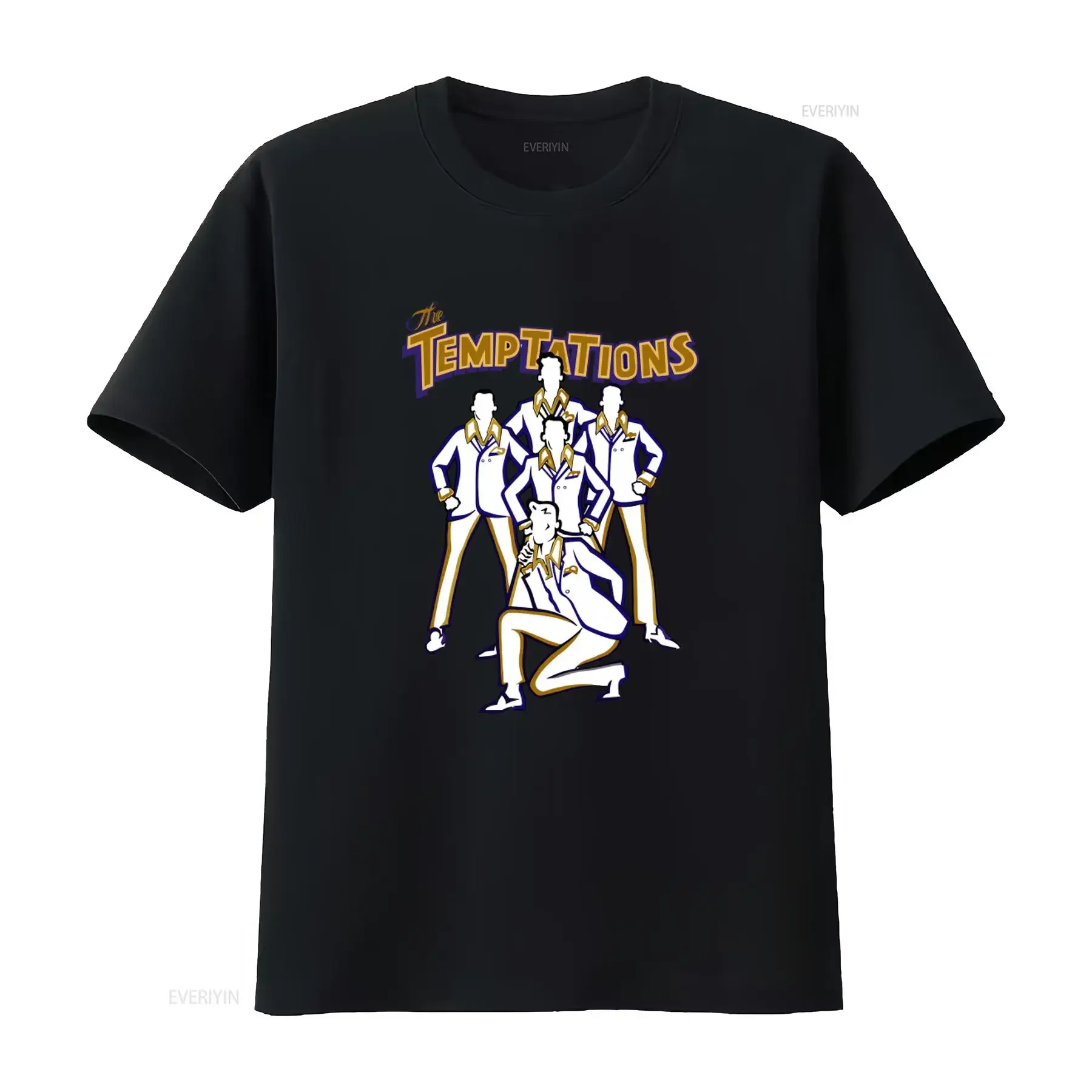 The Temptations Men's T Shirt Retro Soul Motown Band Artwork Funk Concert Music Legends Tour Merch Back to Front Album vintage