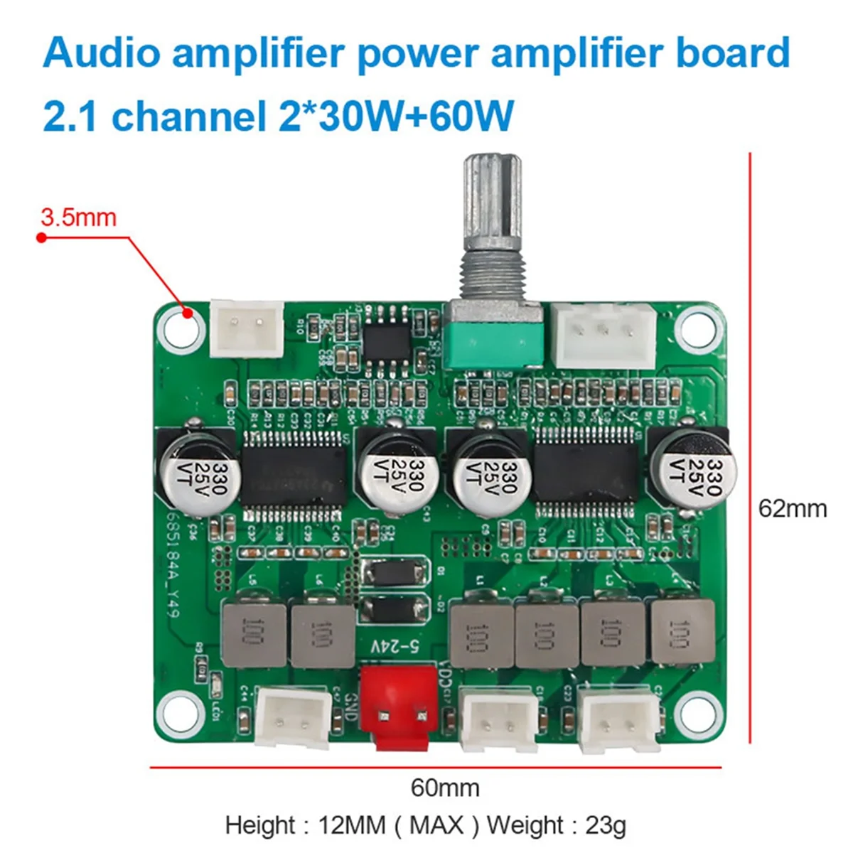 TPA3118 Płytka cyfrowego wzmacniacza audio 2.1-kanałowy moduł wzmacniacza 2X30W i 60W Płytka wzmacniacza mocy audio 12V-24V G