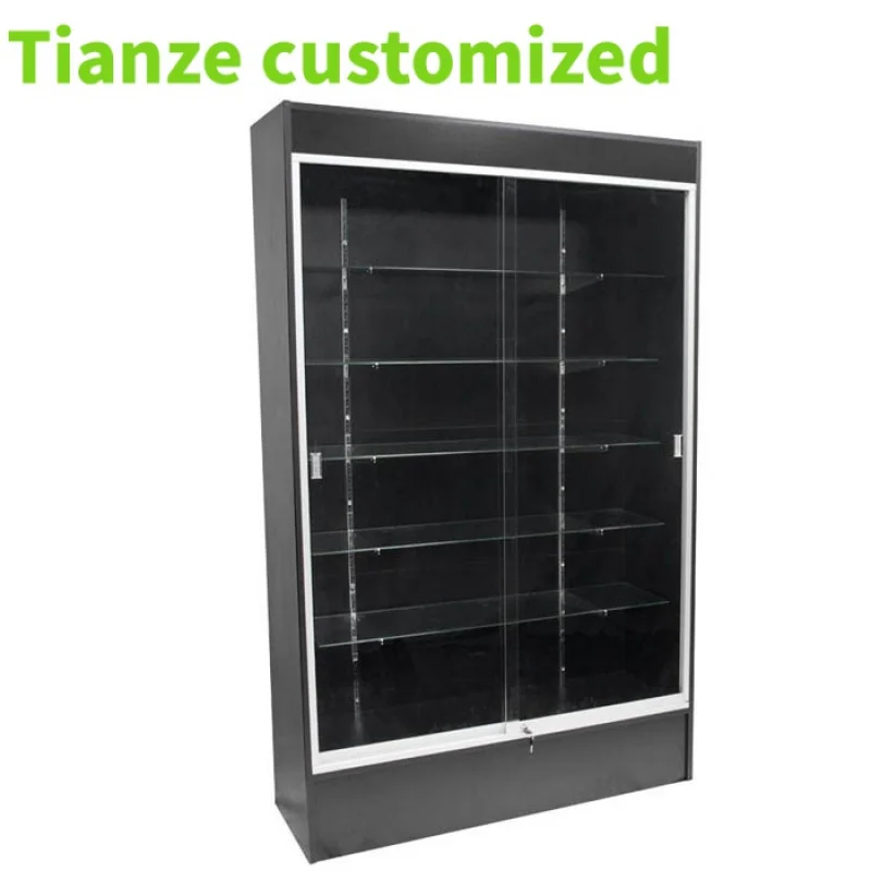 

(customized)Wooden Glass Display Showcases Retail Store Glass Display Cabinet Lockable Wall Display with LED Light