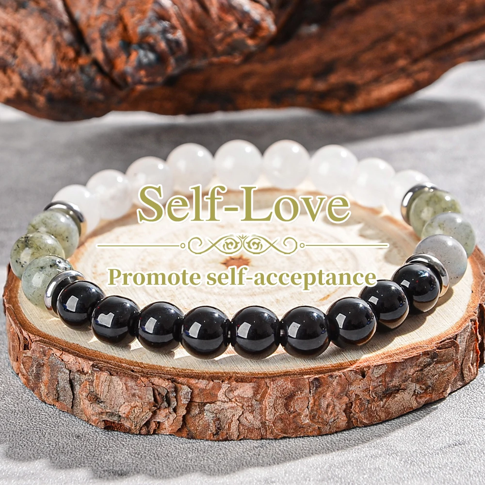 Natürliches Edelstein-Balance-Schutzarmband, spirituelles Kristallperlenarmband, Armband, das die Selbstakzeptanz fördert – Detail 8