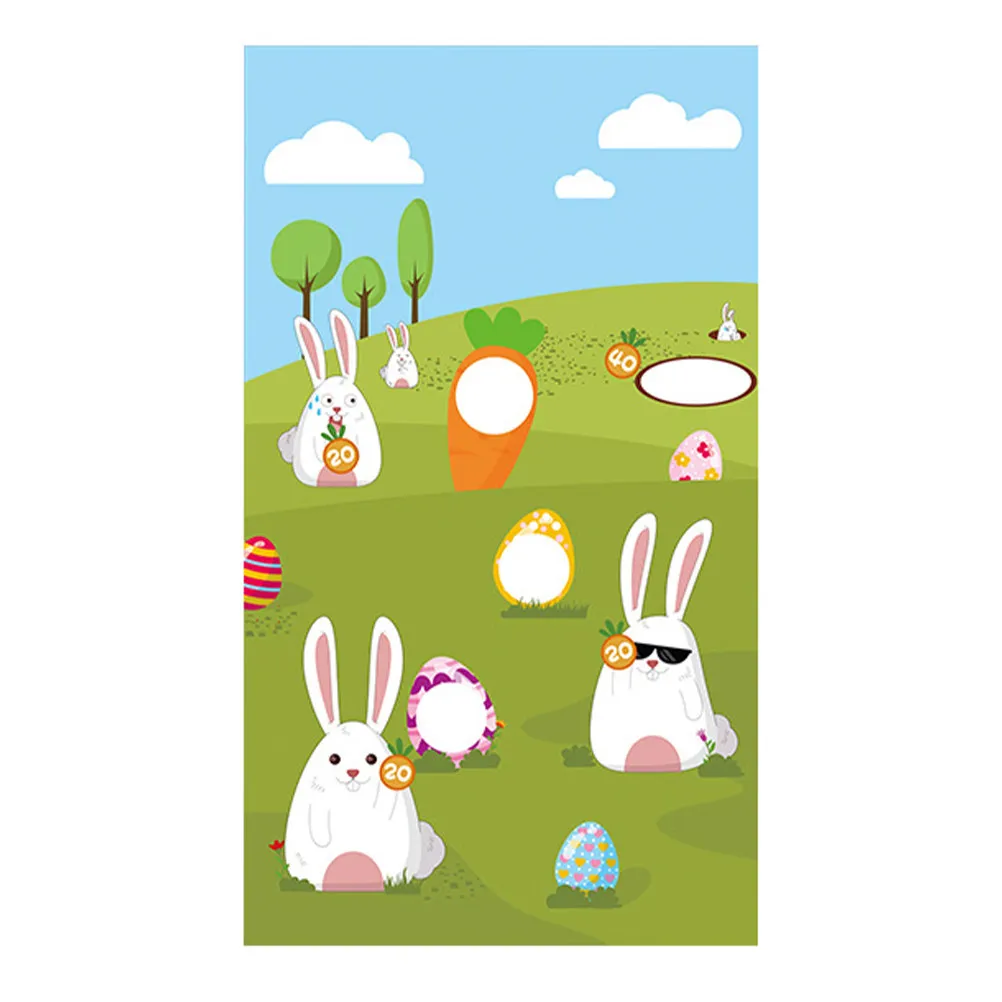 

1pc Easter Toss Flag Premium Polyester Rabbit Egg Pattern Outdoor Indoor Hanging Decoration Sandbag Game Yard Garden Party