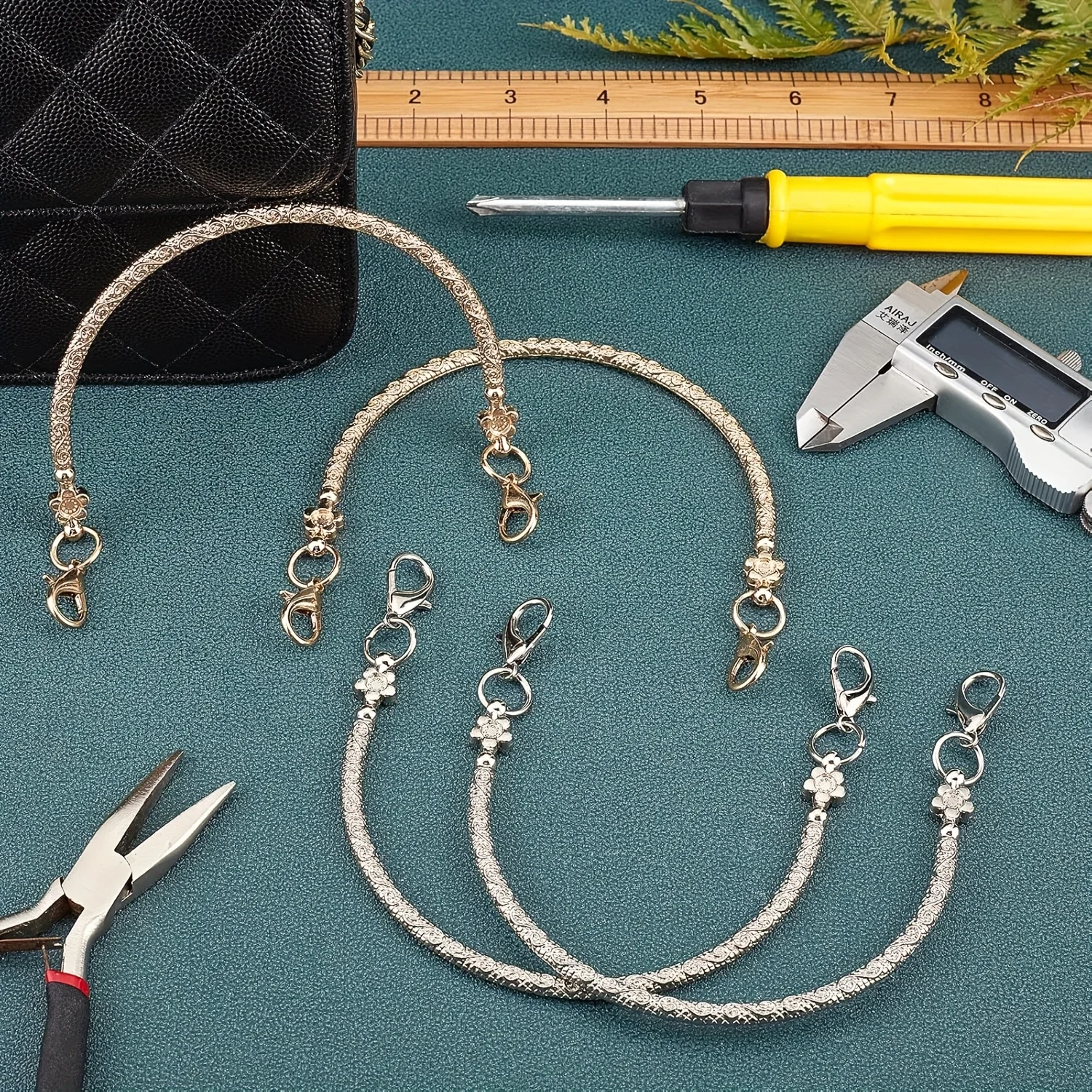 4pcs Vintage Bag Handles Wallet Clutch With Top Lock/Bag Handles For Converting To Shoulder Bags/Semi-circular Handles With Flor