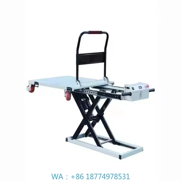 

Грузовик для бортовой обработки, загрузки и разгрузки. Портативный электрический гидравлический подъемный планшетный ручной тележки. Ножницы.