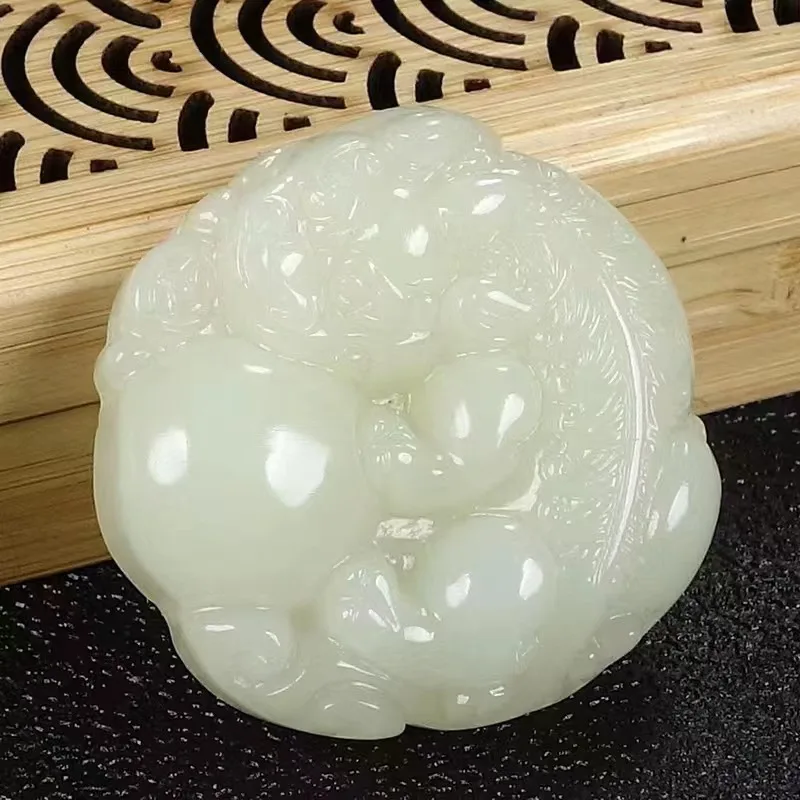 With Ball Men And Women, Hotan White Jade Pixiu Single-Sided Pendant