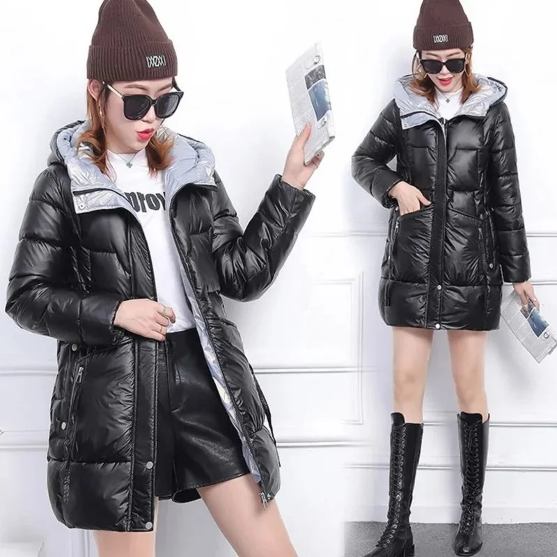 

Autumn Winter Jacket Womens Clothing 2023 New Fashion Slim Versatile Down Cotton Coat Female Hooded Thick Long Large Size Parkas