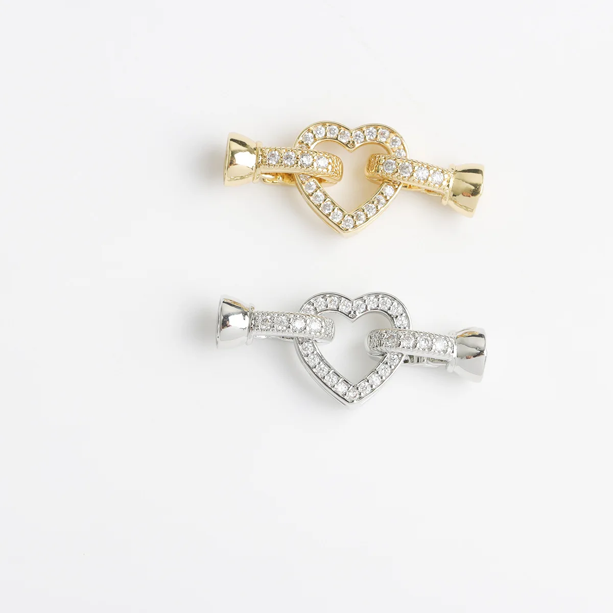 1 Pcs Copper Gold-plated Zircon Love Pearl Necklace Bracelet Connecting Buckle DIY Jewelry Making Material Accessories Wholesale