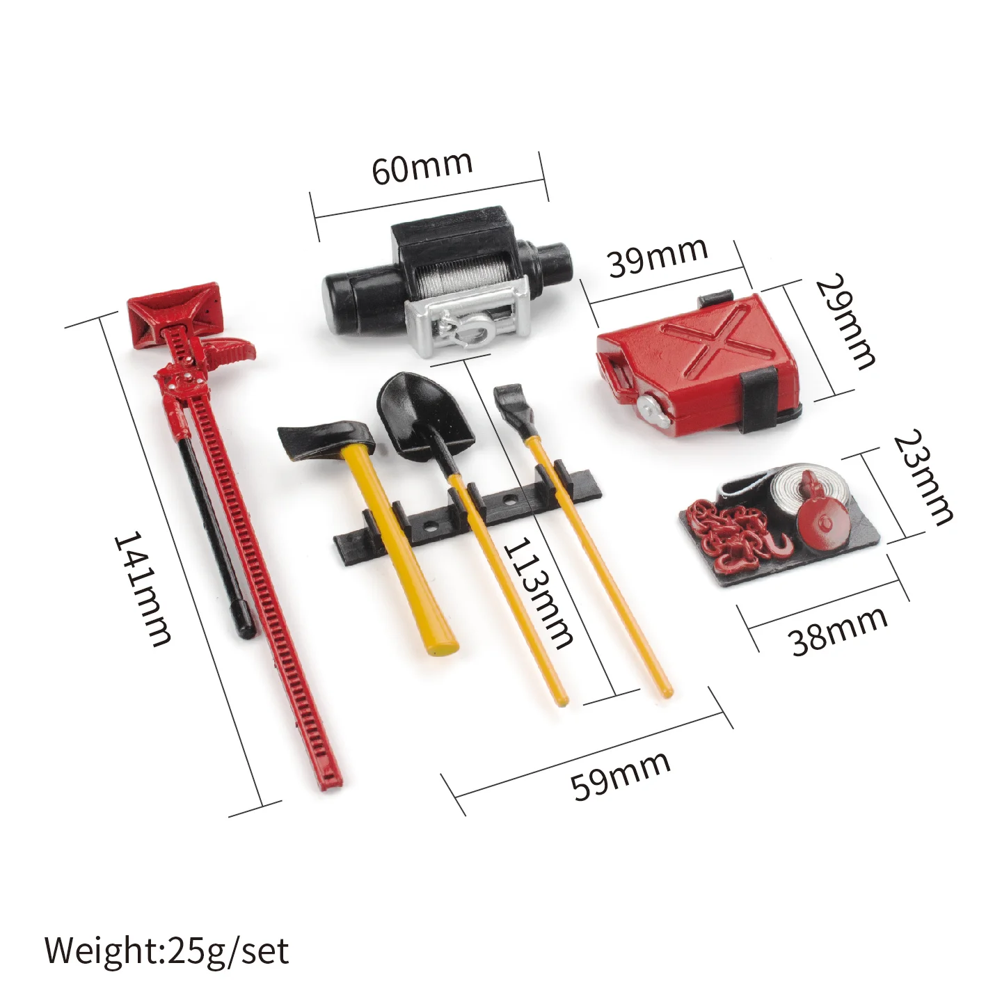 2026 New 1/8 1/10 Scale RC Garage Diorama Accessories, Fuel Barrel, Toolbox, Jack, Shovel for RC Crawler Truck。