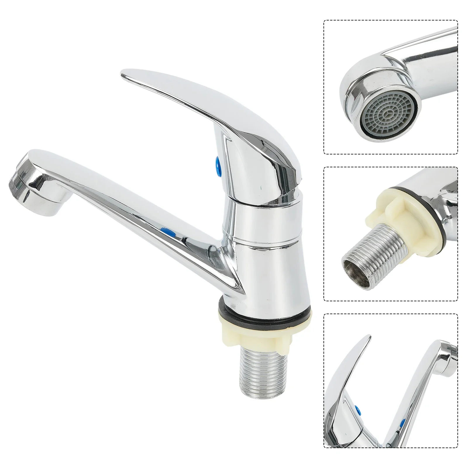 

~1pc Chrome 1Single 1Handle Hole Bathroom Basin Faucet Zinc Alloy Single Cold Sink Water Tap Kitchen Hardware Accessories