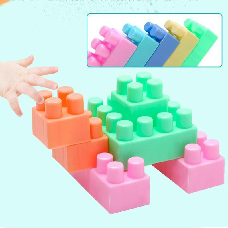 Jouets de grande taille en caoutchouc pour bébé, blocs de construction, grande brique souple, pour le bain des tout-petits