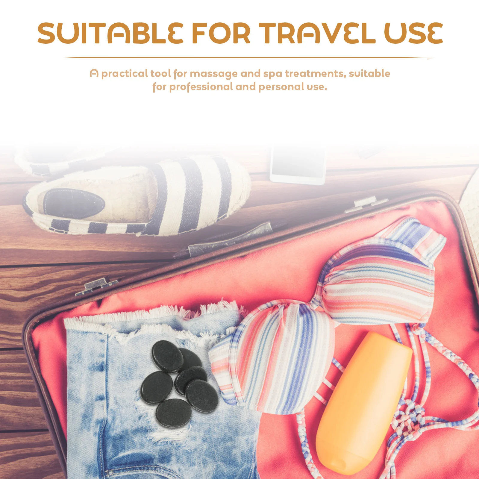 

6Pcs Massage Volcano Stones Natural Hot Spa Energy Stones Flat Size Black Pain Relief Black Massage Stone