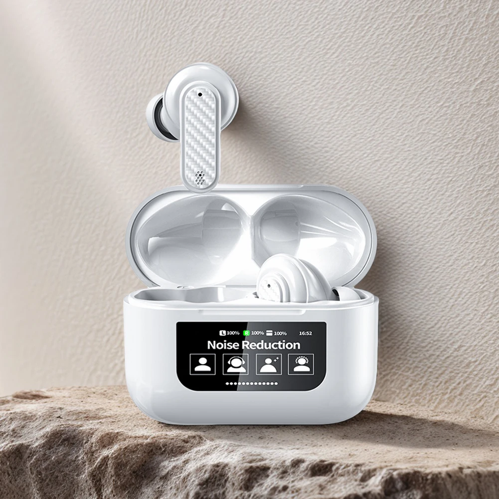 หูฟังแปลภาษาไร้สาย BT 5.4 พร้อมระบบตัดเสียงรบกวน ANC รองรับ 144 ภาษา หูฟังแปลภาษาแบบสองทาง หน้าจอสัมผัสอัจฉริยะ