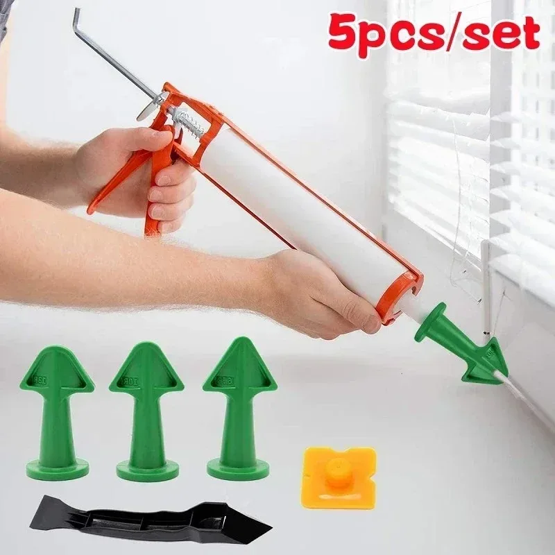 

5pcs Caulking Nozzle Applicator Finishing Tool Spatula Plastic Glue Shovel Tile Brick Joints Floor Silicone Remover Grout Kit